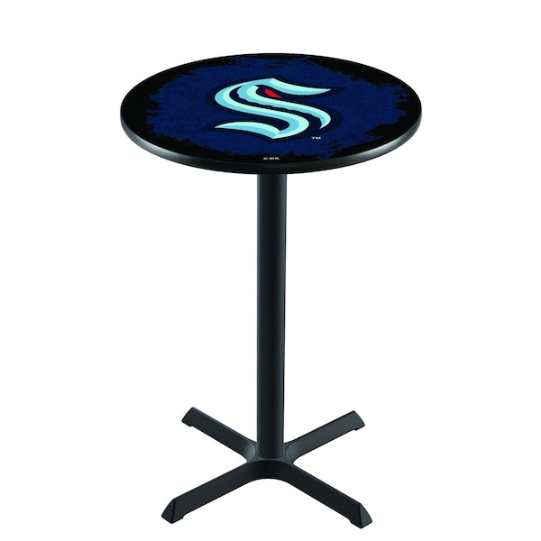 42" Black Wrinkle Seattle Kraken Pub Table